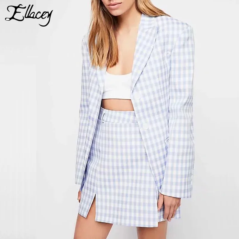 Ellacey Plaid Female Outfits Women's Suit With A Skirt OL Commuter Plaid Blazer Suit Office Lady Sexy Split Mini Skirt Suit
Ellacey Plaid Female Outfits Women's Suit With A Skirt OL Commuter Plaid Blazer Suit Office Lady Sexy Split Mini Skirt Suit