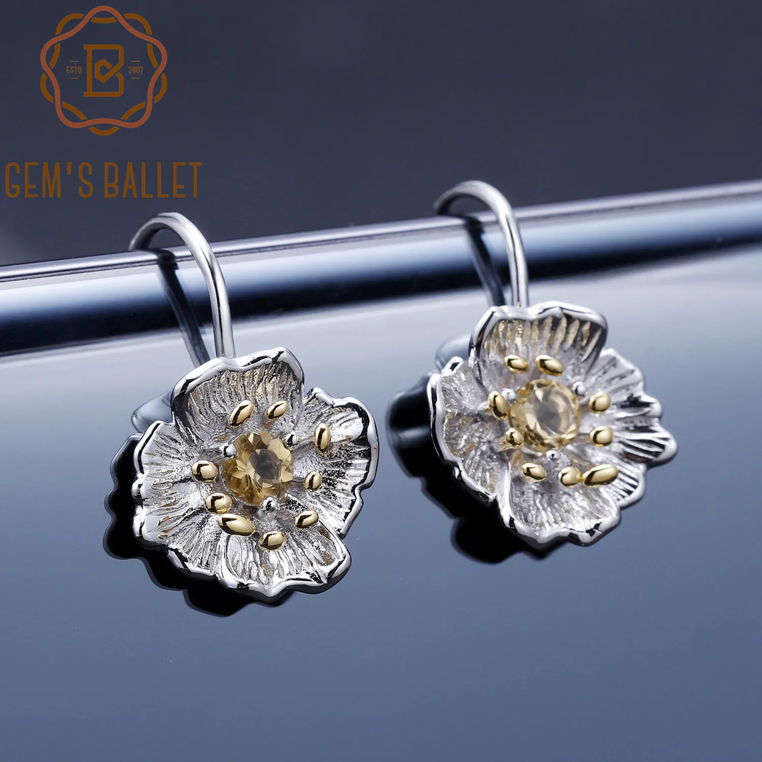 GEM'S BALLET Natural Citrine Gemstone Earrings 925 Sterling Silver Handmade Blooming Poppies Flower Dangle Earrings for Women
GEM'S BALLET Natural Citrine Gemstone Earrings 925 Sterling Silver Handmade Blooming Poppies Flower Dangle Earrings for Women