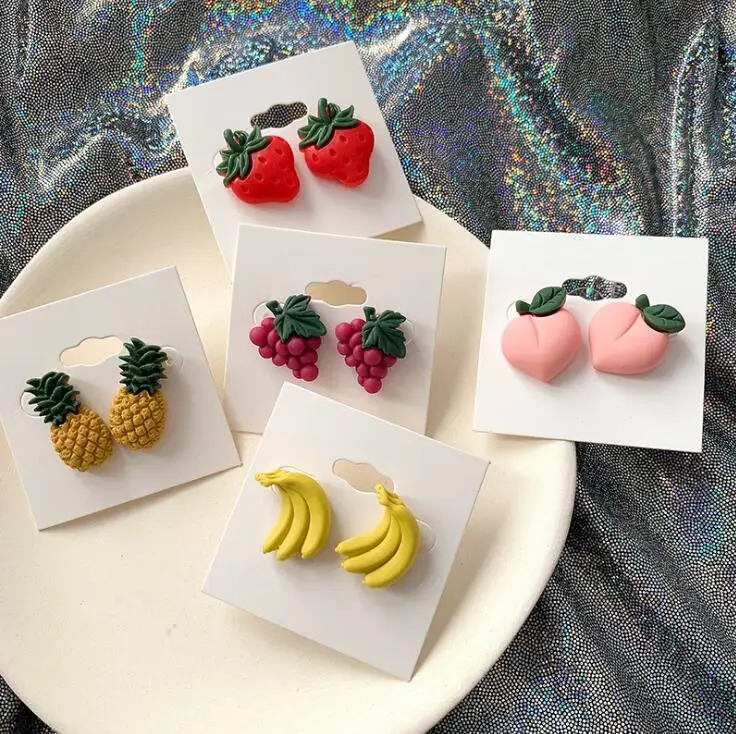 Summer Style Cute Fruit Fashion Stud Earrings For Women Lovely Pink Peach Strawberry Pineapple Party Earring Hot Sale
Summer Style Cute Fruit Fashion Stud Earrings For Women Lovely Pink Peach Strawberry Pineapple Party Earring Hot Sale