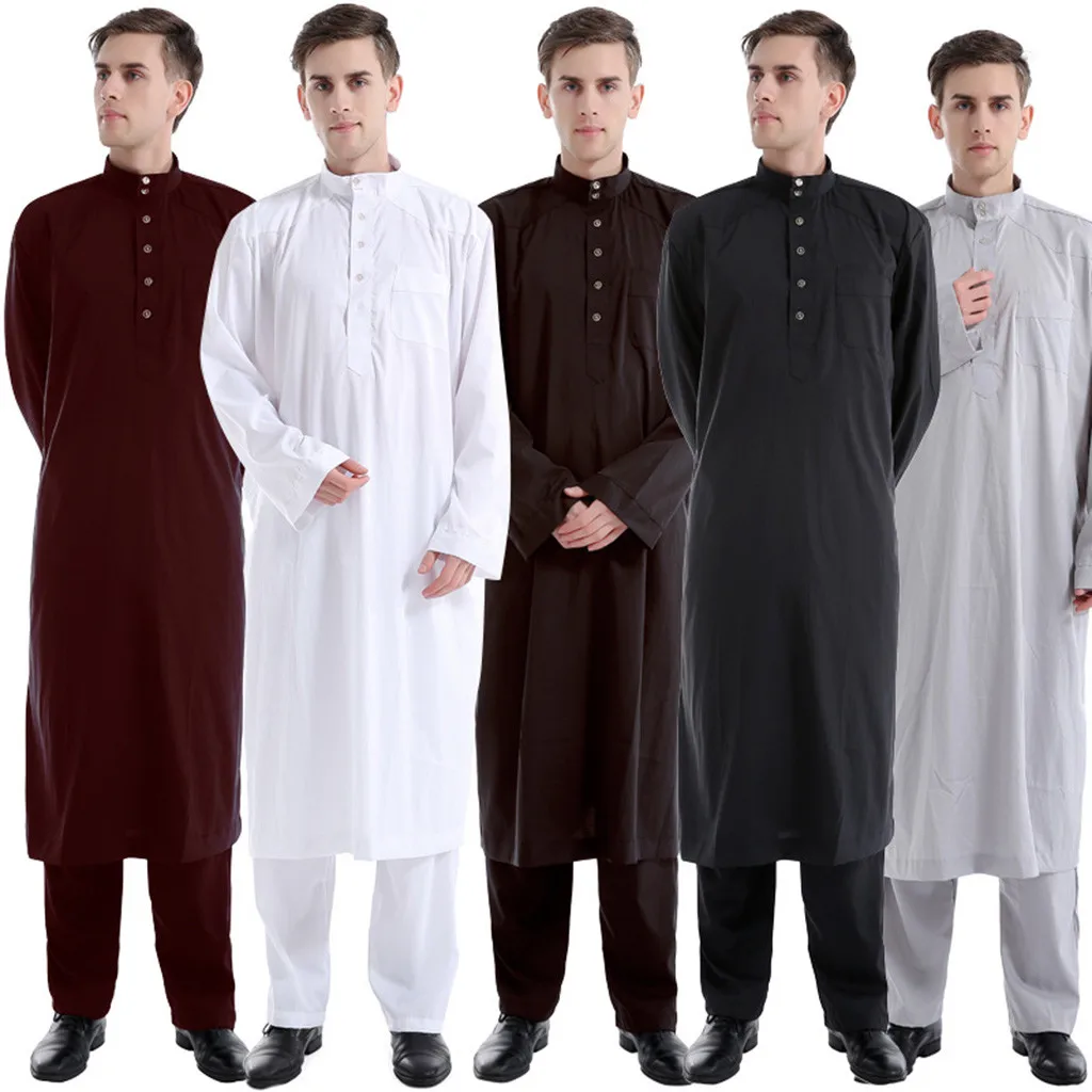 Muslim Men Islamic Clothing Long Sleeve Dubai Arabic Abaya Kaftan Middle East Islamic Maxi Traditional Costume Gift 2019 A10
Muslim Men Islamic Clothing Long Sleeve Dubai Arabic Abaya Kaftan Middle East Islamic Maxi Traditional Costume Gift 2019 A10