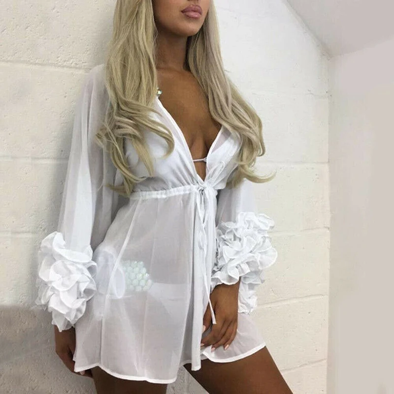 Women Sexy Beach Cover-up Long Puff Sleeve Covers Up Swimming Costume Women Summer Beach Swimwear Tunic Robe Swimsuit Cover Up
Women Sexy Beach Cover-up Long Puff Sleeve Covers Up Swimming Costume Women Summer Beach Swimwear Tunic Robe Swimsuit Cover Up