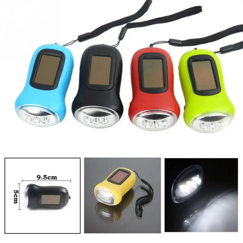 

Hot Sale Portable 3 LED Hand Crank Dynamo Solar Power Flashlight Torch Outdoor Camping Mountaineering Night