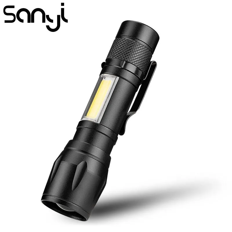 

SANYI 3 Modes Flashlight Torch XPE+COB Portable Lantern Camping Light Hunting Lamp Lighting for Outdoor Power by: 1 x AA battery