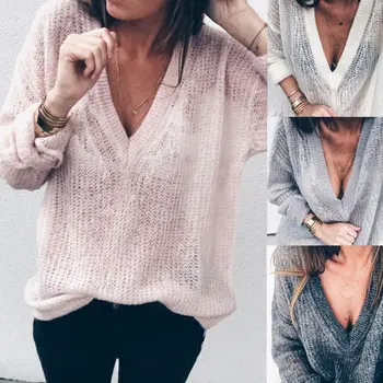 Sexy Women Baggy Ladies Pullover Deep V Neck See Through Tops Knitted Oversize Sweater Jumper S-5XL
Sexy Women Baggy Ladies Pullover Deep V Neck See Through Tops Knitted Oversize Sweater Jumper S-5XL