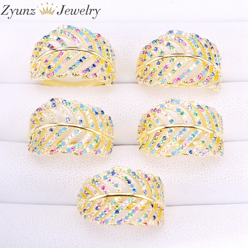 5PCS, Charming Women Feather Rings Shiny Leaves Rainbow CZ Gold Color Ring Trendy Style Gift Jewelry
5PCS, Charming Women Feather Rings Shiny Leaves Rainbow CZ Gold Color Ring Trendy Style Gift Jewelry