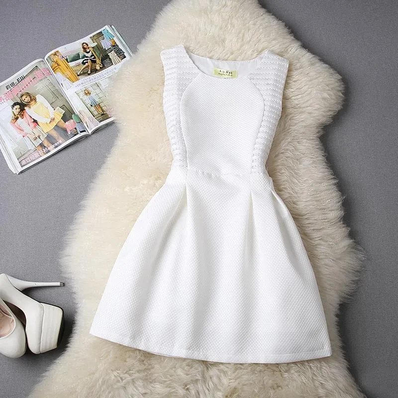 Vestidos Women White Dress Casual Summer Mini O-Neck Sleeveless Solid Elegant Short Dresses little Black Dress
Vestidos Women White Dress Casual Summer Mini O-Neck Sleeveless Solid Elegant Short Dresses little Black Dress