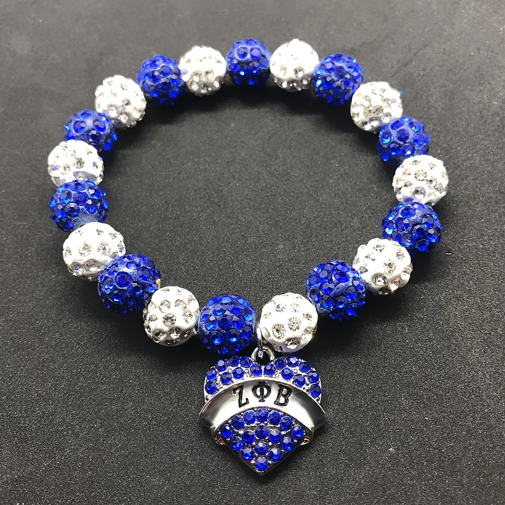 Greek letter society ZETA PHI BETA sorority blue white rhinestone bling beads elastic bracelet
Greek letter society ZETA PHI BETA sorority blue white rhinestone bling beads elastic bracelet