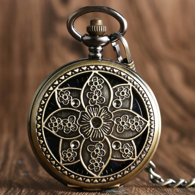 YISUYA винтажные карманные часы с цветком лотоса женские бронзовые механические