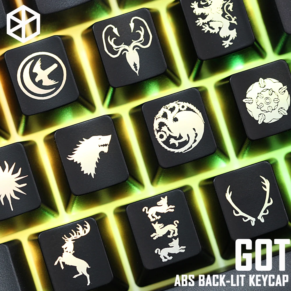 Novelty Shine Through Keycaps ABS Etched, black red custom mechanical keyboards light got Game of Thrones houses mottos
Novelty Shine Through Keycaps ABS Etched, black red custom mechanical keyboards light got Game of Thrones houses mottos