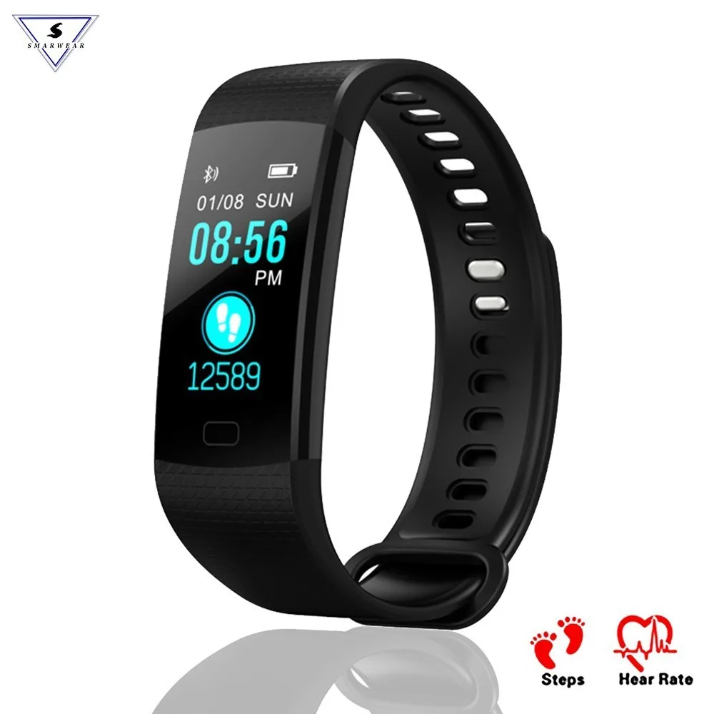 

Smarwear Y5 Pedometer Color Screen Smart Wristband Blood Pressure Heart Rate Monitor Fitness Bracelet Alarm Clock Smart Band IOS