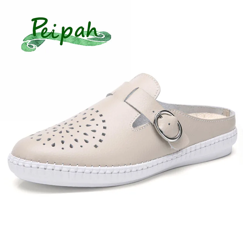 PEIPAH 2019 Summer Genuine Leather Women's Half Slippers Hollow Breathable Chaussures Femme Solid Soft Bottom Wild Ladies Shoes
PEIPAH 2019 Summer Genuine Leather Women's Half Slippers Hollow Breathable Chaussures Femme Solid Soft Bottom Wild Ladies Shoes