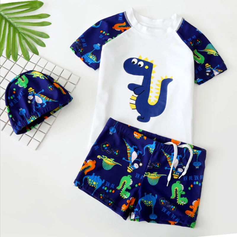 Summer beach board sun protection boy swimsuit swim trunk shirt cap bikini set cute cartoon dinosaur blue white kid boy swimwear
Summer beach board sun protection boy swimsuit swim trunk shirt cap bikini set cute cartoon dinosaur blue white kid boy swimwear