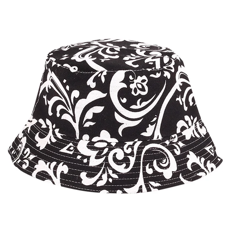  Men Women Bucket Hat Flower Print Cap 2018 Summer Hot Sale Flat Hat Fishing Boonie Bush Cap Outdoor Sunhat Wholesale #FM11 (4)