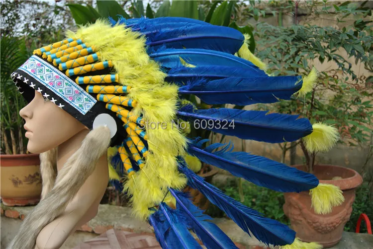 Free shipping royal blue Indian Feather headdress 21 inch full high for costume war bonnet indian costumes
Free shipping royal blue Indian Feather headdress 21 inch full high for costume war bonnet indian costumes