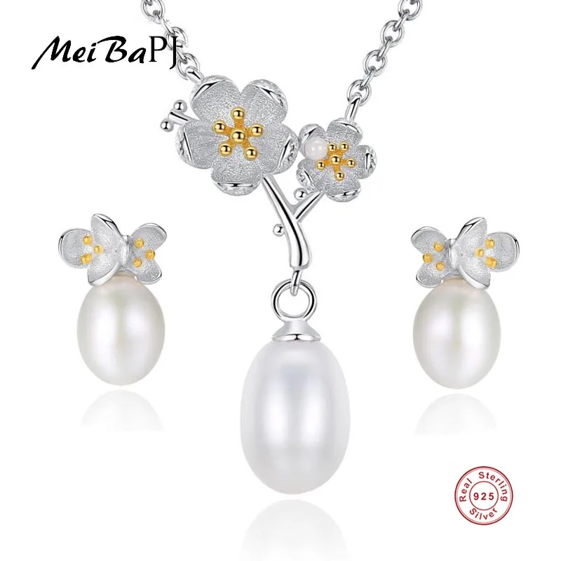 MeiBaPJ Real 925 Sterling Silver Flower Jewelry Set For Women Freshwater Pearl Necklace Earrings Fine Party Jewelry
MeiBaPJ Real 925 Sterling Silver Flower Jewelry Set For Women Freshwater Pearl Necklace Earrings Fine Party Jewelry