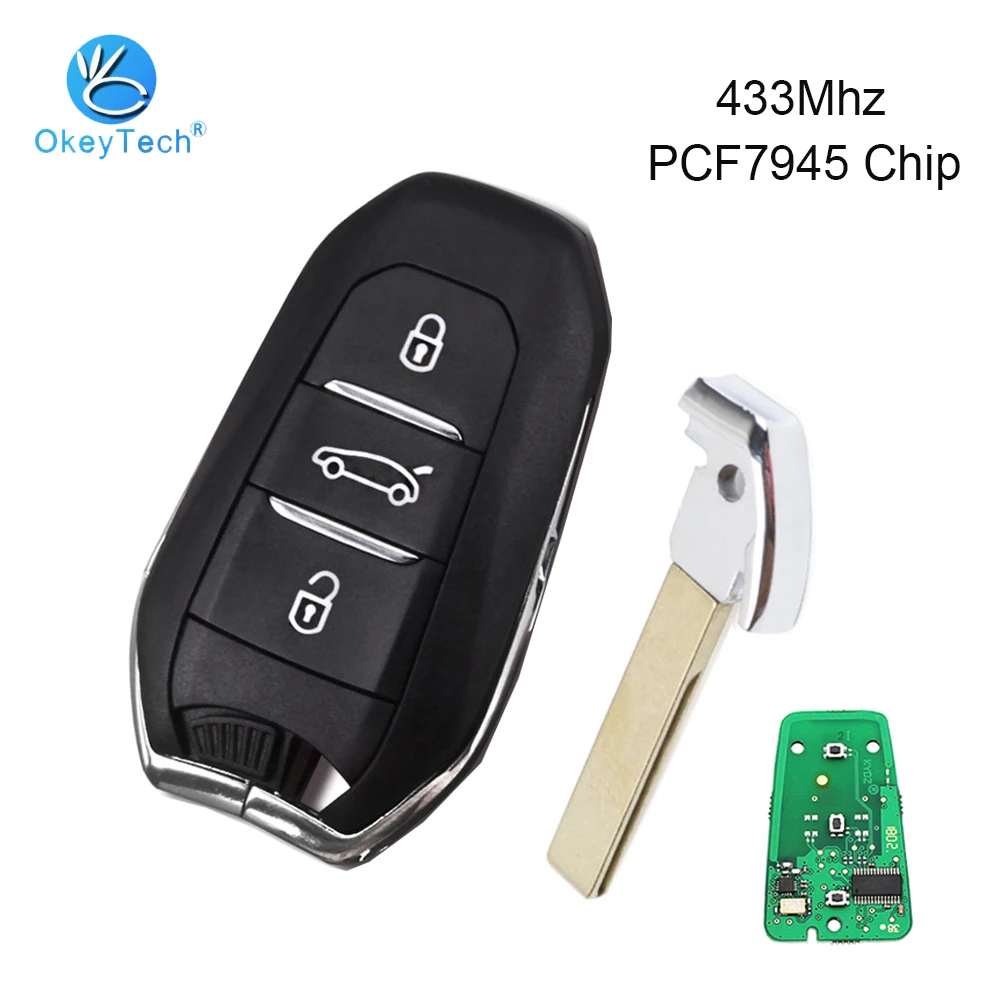 OkeyTech 3 Buttons 433Mhz 7945 Chip Smart Card Key Remote Control HU83 Blade With Emergency Blade for Peugeot 308 508 Citroen C4
OkeyTech 3 Buttons 433Mhz 7945 Chip Smart Card Key Remote Control HU83 Blade With Emergency Blade for Peugeot 308 508 Citroen C4