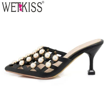 WETKISS Sexy Thin High Heels Women Pumps Summer 2018 New Fashion Ladies Mules Shoes Pearl Pointed Toe Pu Footwear Big Size
WETKISS Sexy Thin High Heels Women Pumps Summer 2018 New Fashion Ladies Mules Shoes Pearl Pointed Toe Pu Footwear Big Size