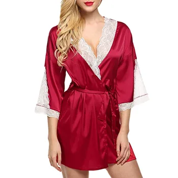 2019 new пижама ladies fashion sexy lace V-neck belt stitching nightdress robe wholesale made in China t4+3
2019 new пижама ladies fashion sexy lace V-neck belt stitching nightdress robe wholesale made in China t4+3