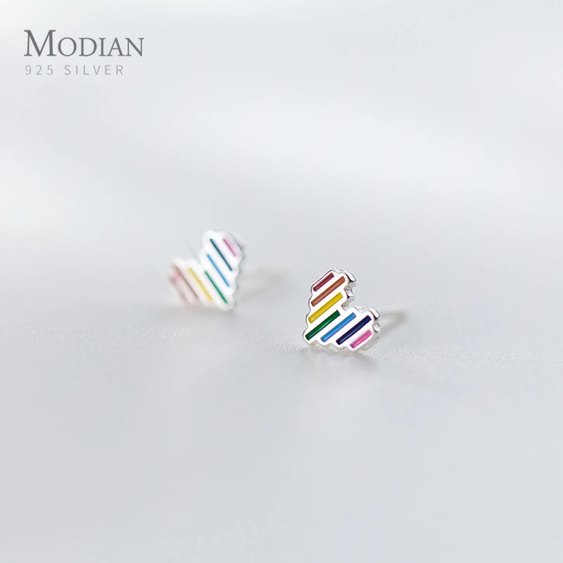 Modian New Arrivals Cute Rainbow Hearts Jewelry For Women Girl Enamel Tiny 925 Sterling Silver Fashion Fine Stud Earrings Bijoux
Modian New Arrivals Cute Rainbow Hearts Jewelry For Women Girl Enamel Tiny 925 Sterling Silver Fashion Fine Stud Earrings Bijoux