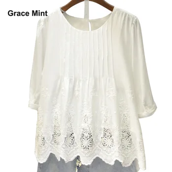 Flora Embroidery Hollow Out Blouse Shirt 2018 Spring Summer Women Wear O-Neck Three Quarter Sleeve Cotton Blouse
Flora Embroidery Hollow Out Blouse Shirt 2018 Spring Summer Women Wear O-Neck Three Quarter Sleeve Cotton Blouse