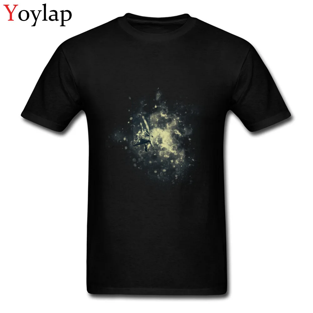 100% Cotton T Shirts for Men Short Sleeve Printed On Tops Shirts Retro Summer Autumn Summer Space Painters Round Collar Tee Shirt black
