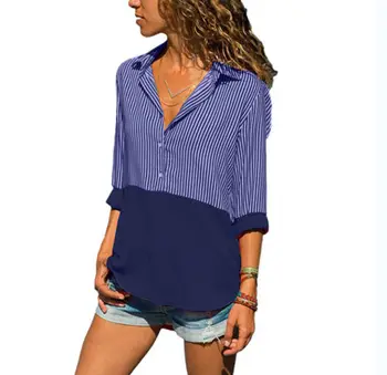 Women Long Sleeve Shirt Patchwork Striped Long Sleeve Loose Blouse Summer Casual Shirt Tops Fashion Clothing Women Ladies
Women Long Sleeve Shirt Patchwork Striped Long Sleeve Loose Blouse Summer Casual Shirt Tops Fashion Clothing Women Ladies