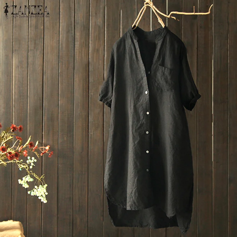 2019 ZANZEA Summer Vintage Cotton Top Women Casual Female V Neck Button Down Shirts Work Blusa Loose Short Sleeve Linen Blouse
2019 ZANZEA Summer Vintage Cotton Top Women Casual Female V Neck Button Down Shirts Work Blusa Loose Short Sleeve Linen Blouse