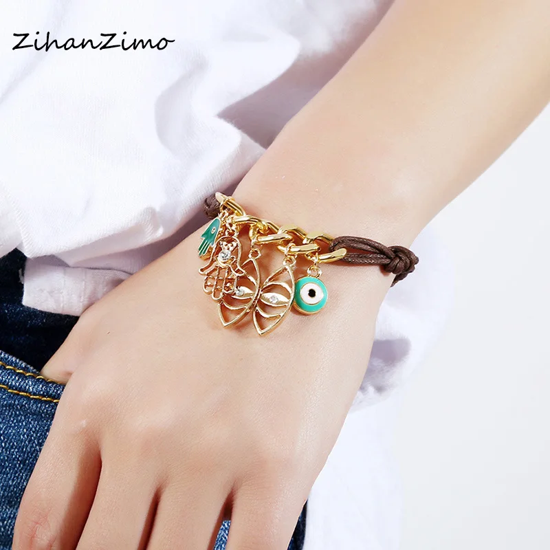 Bohemian handmade bracelet Simple Geometric Palm Eyes Pendant Bracelet Adjustable Evil Eye Jewelry Female Jewelry Accessories
Bohemian handmade bracelet Simple Geometric Palm Eyes Pendant Bracelet Adjustable Evil Eye Jewelry Female Jewelry Accessories
