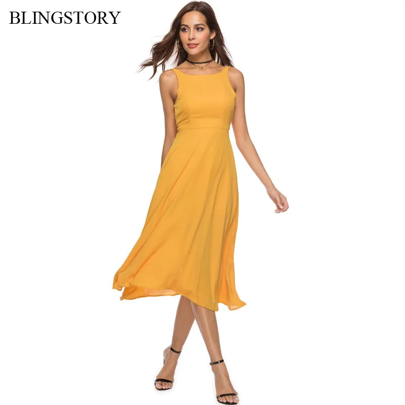 BLINGSTORY New Style Summer Chiffon Dresses Seaside Tourism Vacation Beach Yellow Dress
BLINGSTORY New Style Summer Chiffon Dresses Seaside Tourism Vacation Beach Yellow Dress
