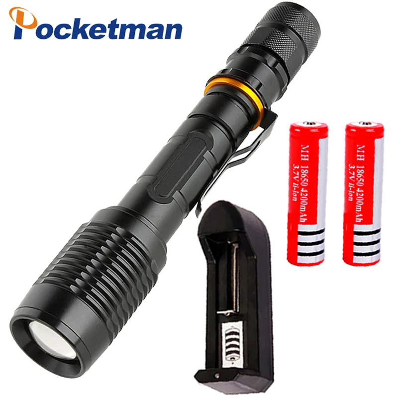 6000LM T6 LED Flashlight Tactical Flashlight LED Torch Zoomable Lamp Light Black With Charger+ 18650 Battery Rechargeable
6000LM T6 LED Flashlight Tactical Flashlight LED Torch Zoomable Lamp Light Black With Charger+ 18650 Battery Rechargeable