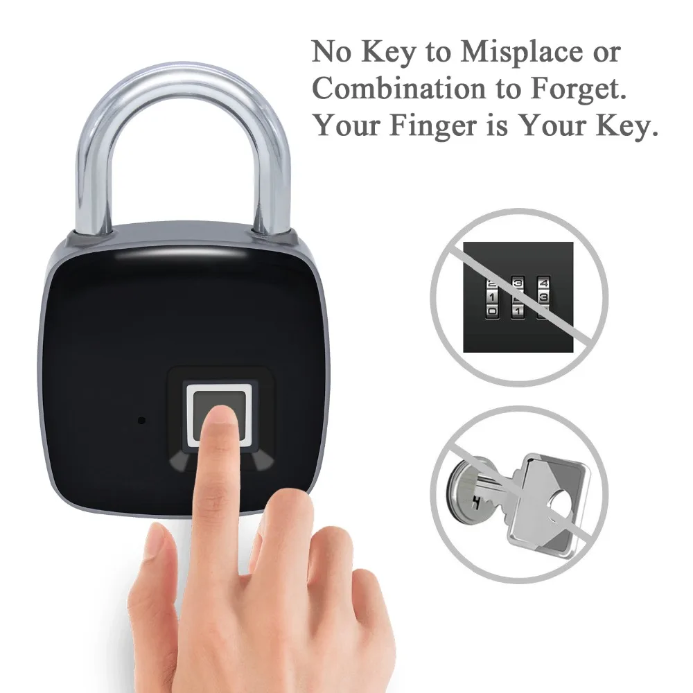 IP65 Waterproof Anti-Theft Security Padlock Door Luggage Case Lock USB Rechargeable Smart Lock Keyless Fingerprint Lock
IP65 Waterproof Anti-Theft Security Padlock Door Luggage Case Lock USB Rechargeable Smart Lock Keyless Fingerprint Lock