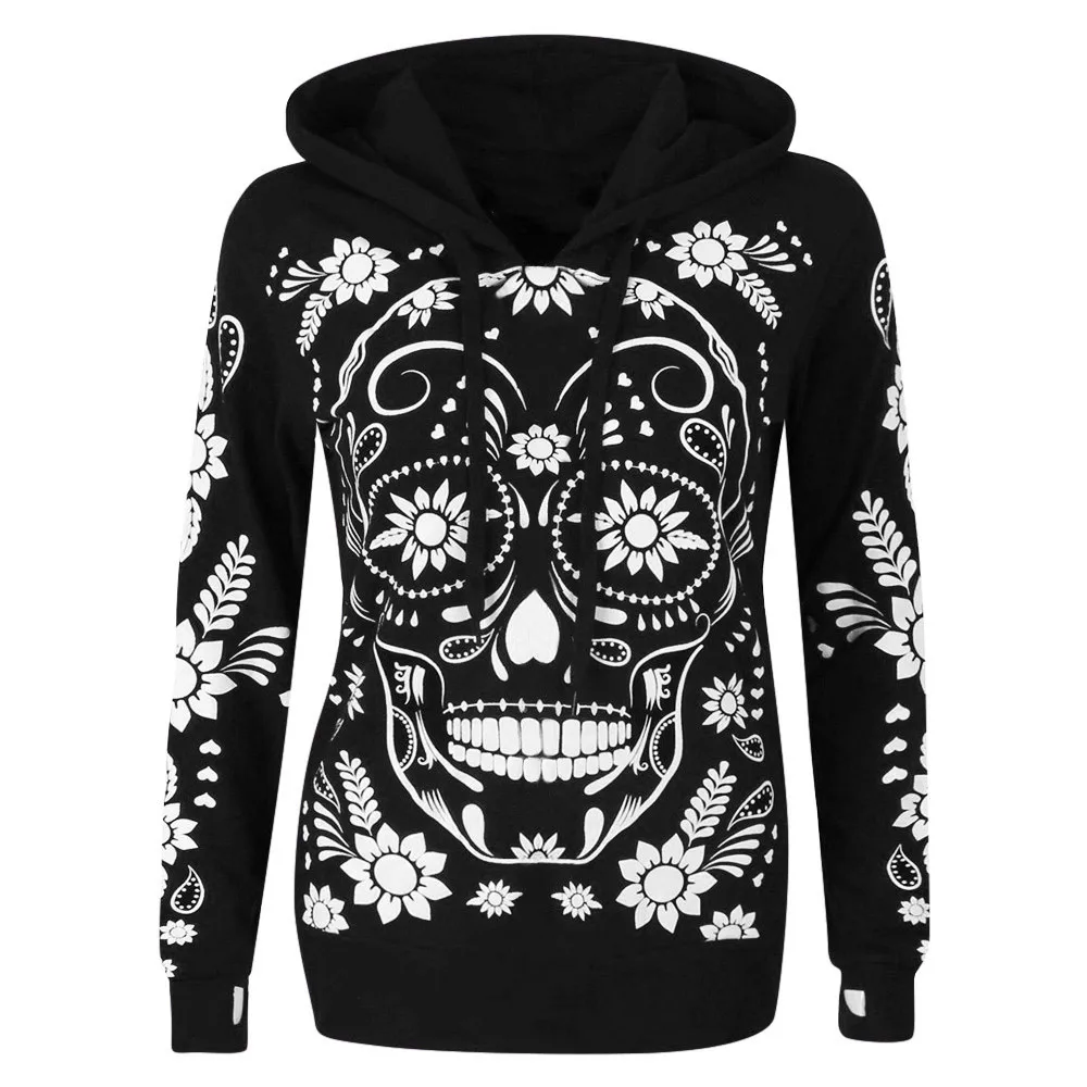 Womail female sweatshirts Skull Print Autumn Womens Hoodie Sweatshirt Plus Size Long Sleeve Hooded Pullover With Pockets T721
Womail female sweatshirts Skull Print Autumn Womens Hoodie Sweatshirt Plus Size Long Sleeve Hooded Pullover With Pockets T721