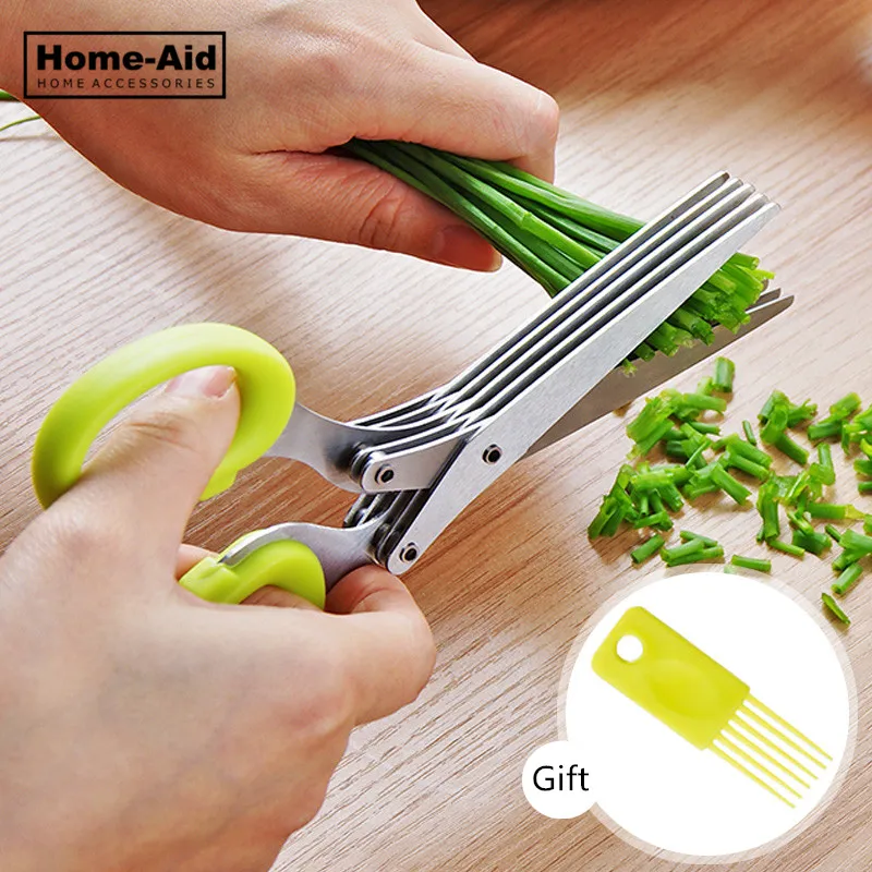 Multi-functional Stainless Steel Kitchen Knives 5 Layers Scissors Sushi Shredded Scallion Cut Herb Spices Scissors Cooking Tools
Multi-functional Stainless Steel Kitchen Knives 5 Layers Scissors Sushi Shredded Scallion Cut Herb Spices Scissors Cooking Tools