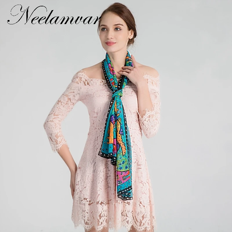 Neelamvar 2019 Brand Designer Scarf Artist Style Dog Print Woman Long Chiffon Silk Shawl Animal Scarves Foulard wraps wholesale
Neelamvar 2019 Brand Designer Scarf Artist Style Dog Print Woman Long Chiffon Silk Shawl Animal Scarves Foulard wraps wholesale
