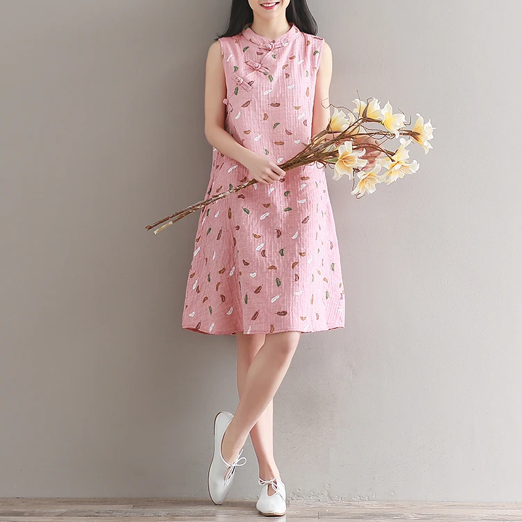 Women Cotton Linen Dress Summer Loose Short Dresses Women Vestido Mujer Small Floral Print Sleeveless Chinese Style
Women Cotton Linen Dress Summer Loose Short Dresses Women Vestido Mujer Small Floral Print Sleeveless Chinese Style