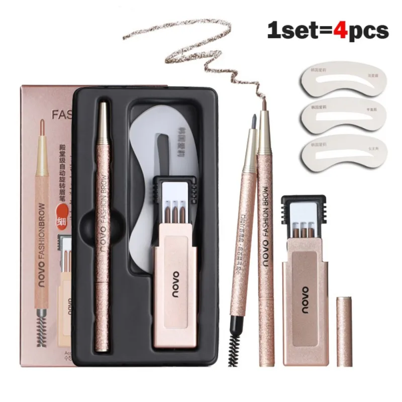 Professional Makeup Eye Brow Kit with Refill Easy to Wear Pigment Brown Waterproof Eyebrow Pencils with Stencils Cosmetic Tools
Professional Makeup Eye Brow Kit with Refill Easy to Wear Pigment Brown Waterproof Eyebrow Pencils with Stencils Cosmetic Tools