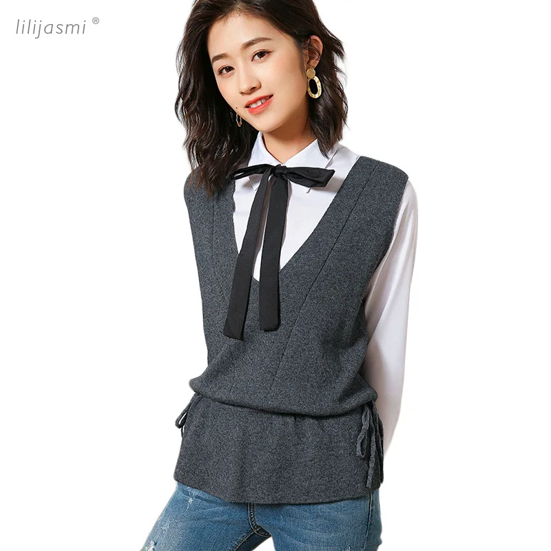 2019 Spring Hot Women V-neck Knit Waist Drawstring Vest Fine Wool Fashion Waistcoat Female Sweater Sleeveless Knit Sweater
2019 Spring Hot Women V-neck Knit Waist Drawstring Vest Fine Wool Fashion Waistcoat Female Sweater Sleeveless Knit Sweater