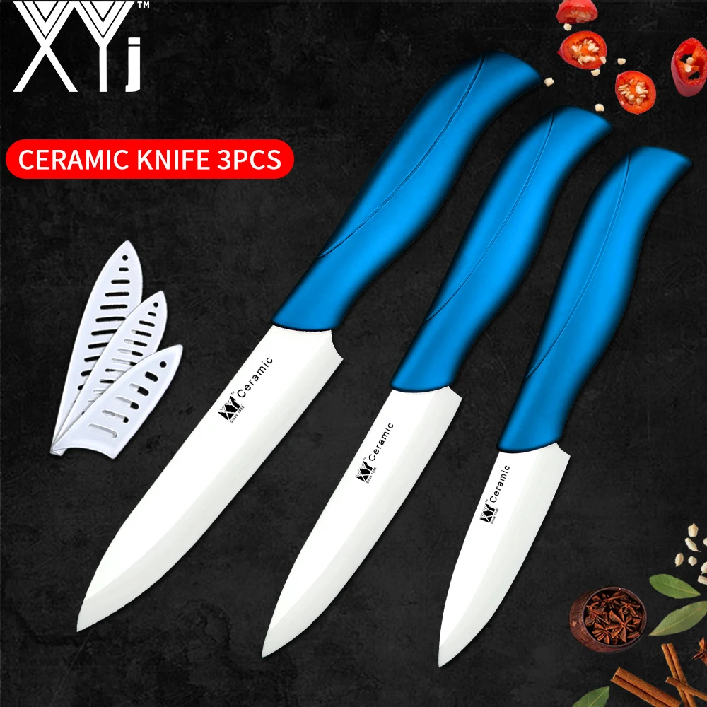 

XYj Kitchen Ceramic Knife Set 3" Paring 4" Utility 5"Slicer Cooking Ceramic Knives Sharp Blade Comfortable Handle Chefs Tools