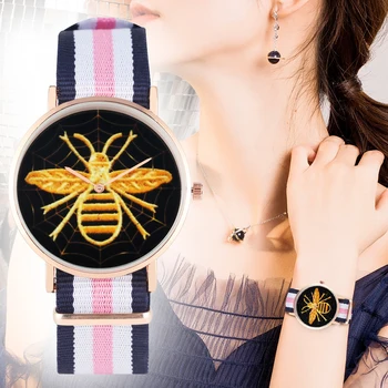Exquisite Nylon Strap with Pin Buckle Quartz Watch for Ladies Unique Wasp Pattern Dial Watches for Women Quartz Wristwatch Gift
Exquisite Nylon Strap with Pin Buckle Quartz Watch for Ladies Unique Wasp Pattern Dial Watches for Women Quartz Wristwatch Gift