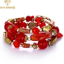 XIYANIKE Boho רב שכבתי חרוזים קסם צמידי לנשים בציר שרף אבן צמידים & צמידי Pulseras תכשיטים אתניים B88(China)