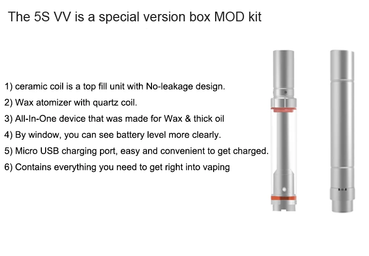 5S Vv Vaporizer Preheat 650Mah Wax Herbal Tank Vape Mods (19)