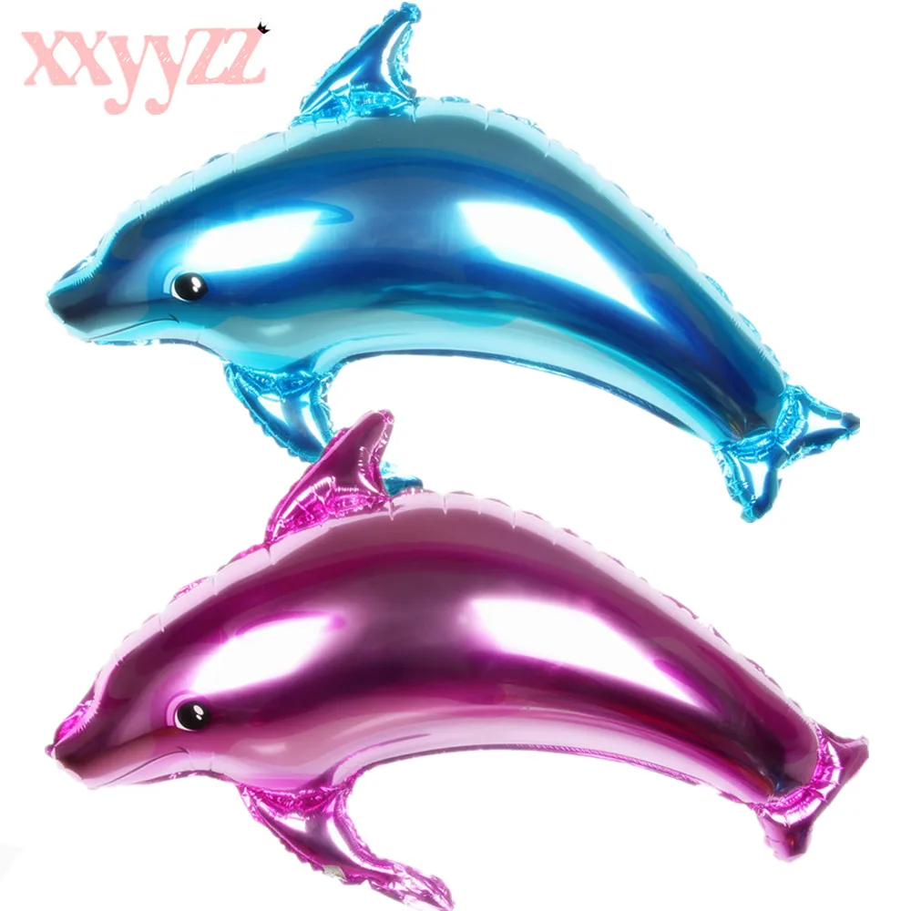 

XXYYZZ Large size Pink Blue Dolphin Foil Balloons Animal Helium Balloons Birthday Party Wedding Decor Air Balloons Event Party