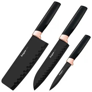 BAYCO Black Blade Kitchen Knives 3pcs Set Household Multifunctional Slicing Knife Meat Vegetable Fruit Paring Knife Cooking Tool
BAYCO Black Blade Kitchen Knives 3pcs Set Household Multifunctional Slicing Knife Meat Vegetable Fruit Paring Knife Cooking Tool