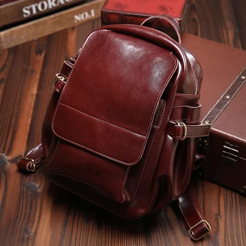 Vintage Classic Oil Wax Leather Women's Backpacks Large Female Genuine Leather Ladies Backpack School Bags For Teenger Girls
Vintage Classic Oil Wax Leather Women's Backpacks Large Female Genuine Leather Ladies Backpack School Bags For Teenger Girls