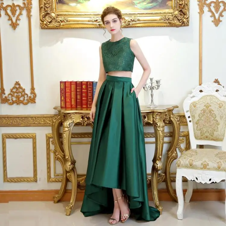 2020 New Simple Elegant Evening Gowns Bride Dark Green Two Pieces High/low Top Lace Formal Prom Party Dresses Robe De Soiree
2020 New Simple Elegant Evening Gowns Bride Dark Green Two Pieces High/low Top Lace Formal Prom Party Dresses Robe De Soiree
