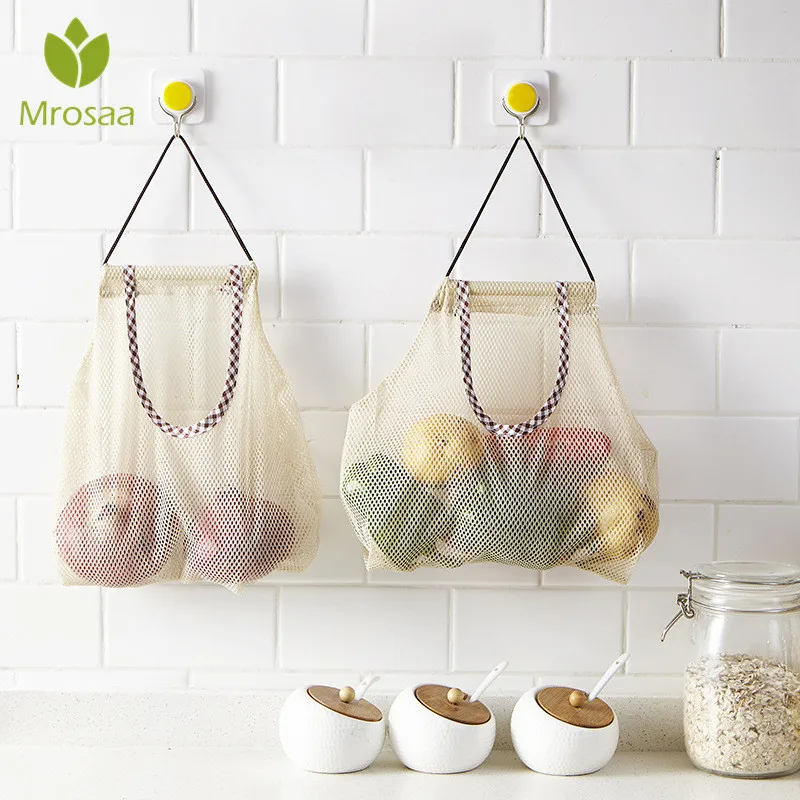 Kitchen Mesh Net Breathable Fruit Vegetable Onion Hanging Storage Bag Large Capacity Fruit Hanging Bag Durable Bathroom Storage
Kitchen Mesh Net Breathable Fruit Vegetable Onion Hanging Storage Bag Large Capacity Fruit Hanging Bag Durable Bathroom Storage