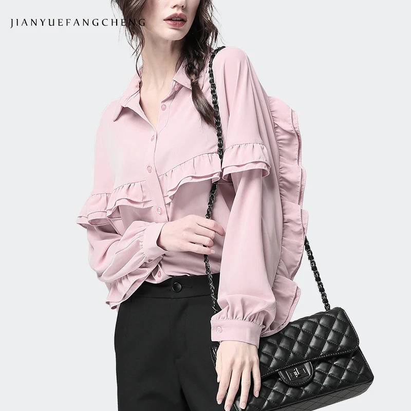 Plus Size Women Pink Shirt Ruffled Top And Blouse Long Sleeve Turn-down Collar Loose Fat Fashion Lady Office Street Wear Shirts
Plus Size Women Pink Shirt Ruffled Top And Blouse Long Sleeve Turn-down Collar Loose Fat Fashion Lady Office Street Wear Shirts