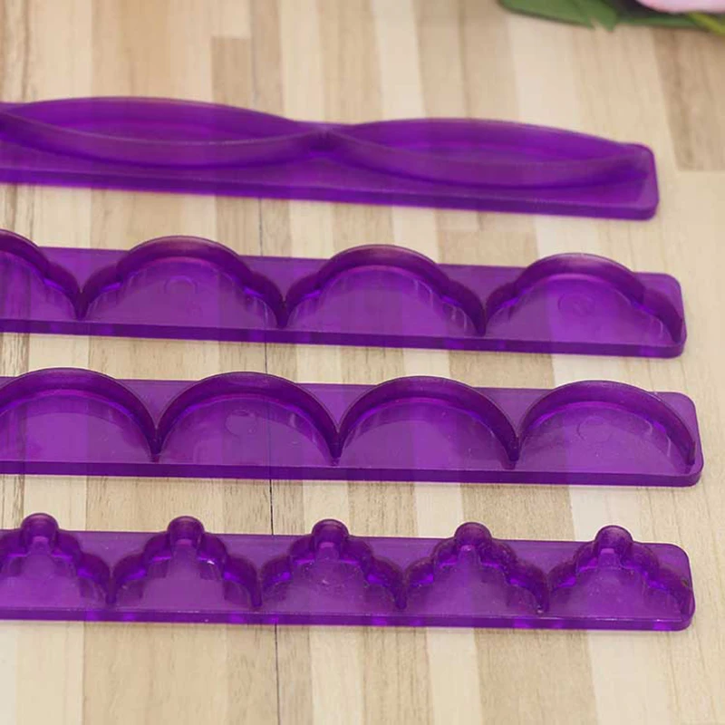 4Pcsset Long Skirt Lace Strip Die Fondant Cake Mold Cake Embossing Cutters DIY Ribbon Styling Tool Pastry Wedding Baking Tools4