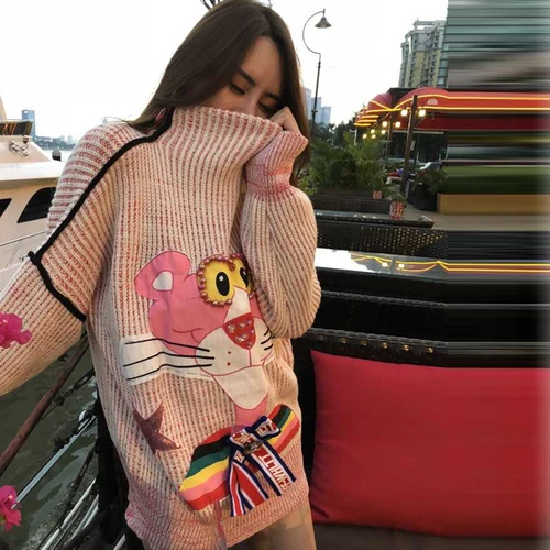 American Style Autumn And Winter Cartoon Chic Sweater Women Appliques Turtleneck Sequin Loose Plus Size Sweter Women
American Style Autumn And Winter Cartoon Chic Sweater Women Appliques Turtleneck Sequin Loose Plus Size Sweter Women