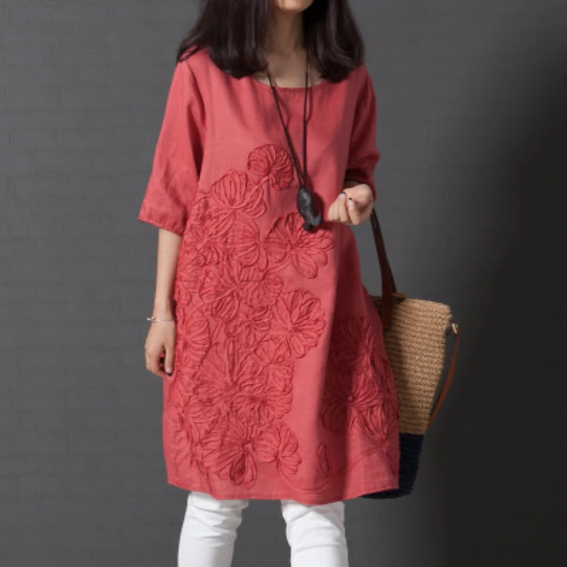 Summer Women Casual Loose Shirts O Neck Embroidery Blouse Short Sleeve Large Shirts For Female Plus Size S-3XL
Summer Women Casual Loose Shirts O Neck Embroidery Blouse Short Sleeve Large Shirts For Female Plus Size S-3XL